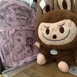 Pink Labubu Backpack and large Plush